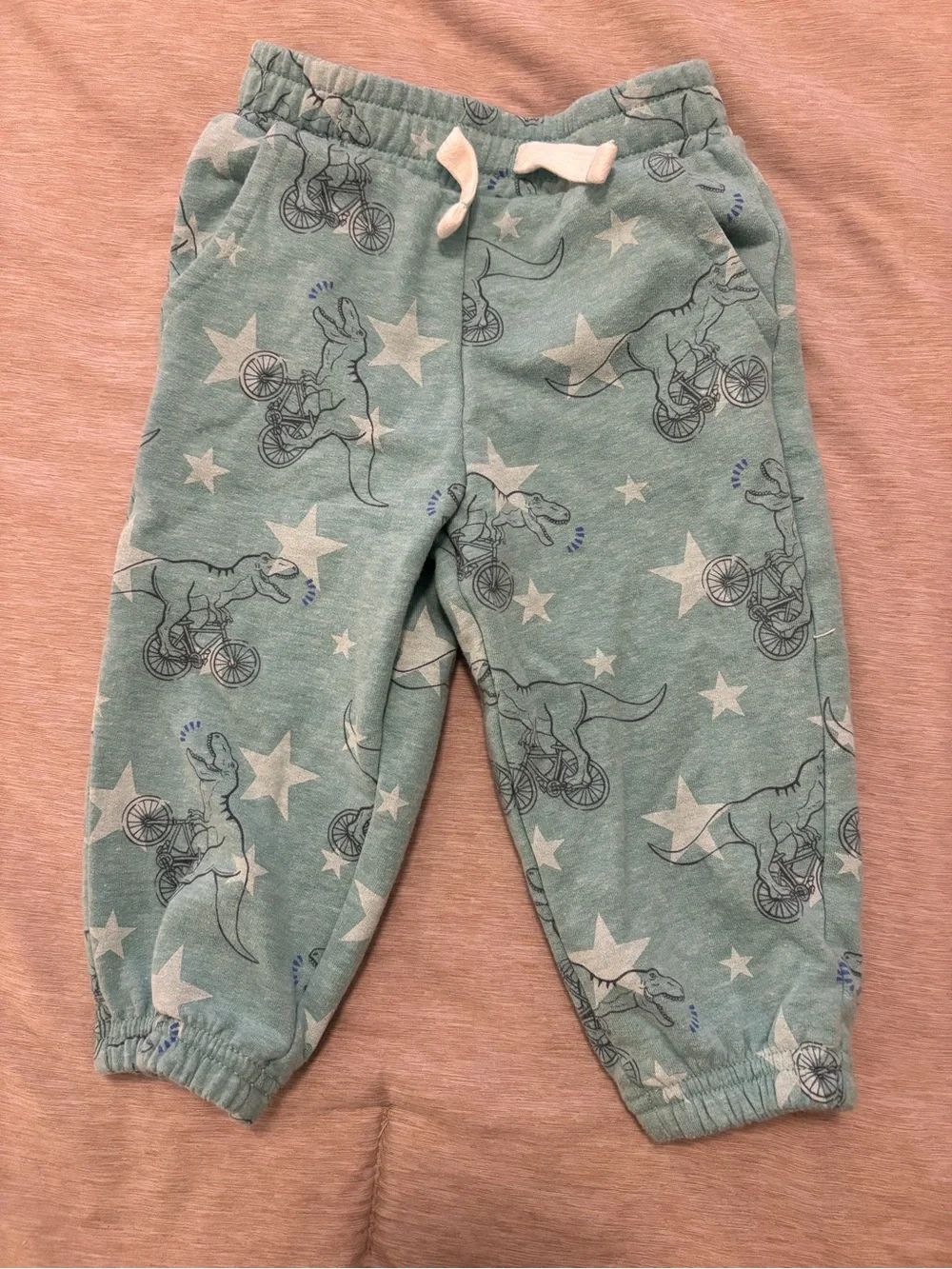 Garanimals Teal Dino Bike Joggers with White Stars